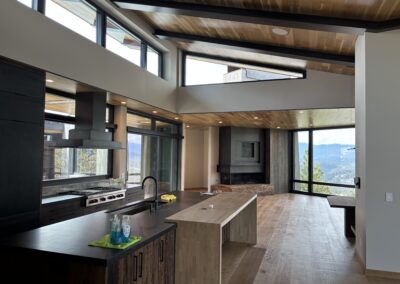 Large windows on a modern house from the interior